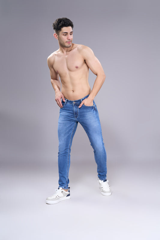 Men's Medium Blue Slim Fit Ankle Jeans