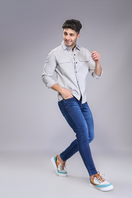 Men's Dark Blue Slim Fit Ankle Jeans