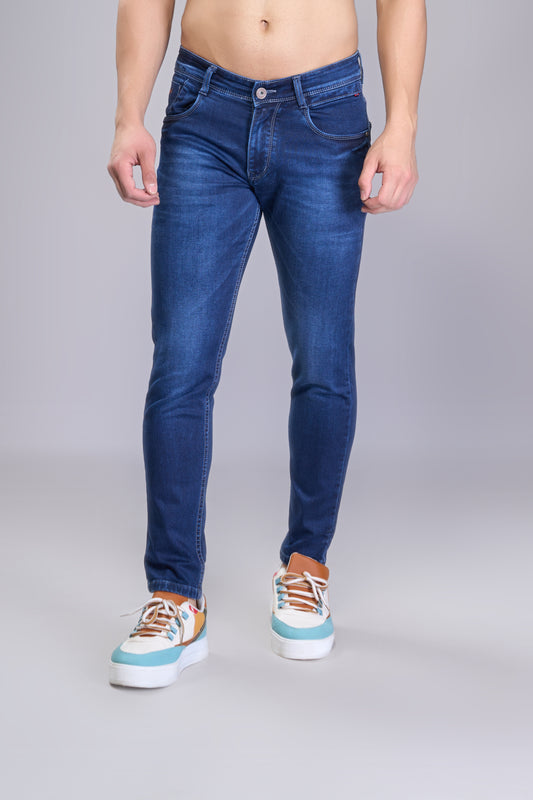Men's Dark Blue Slim Fit Ankle Jeans