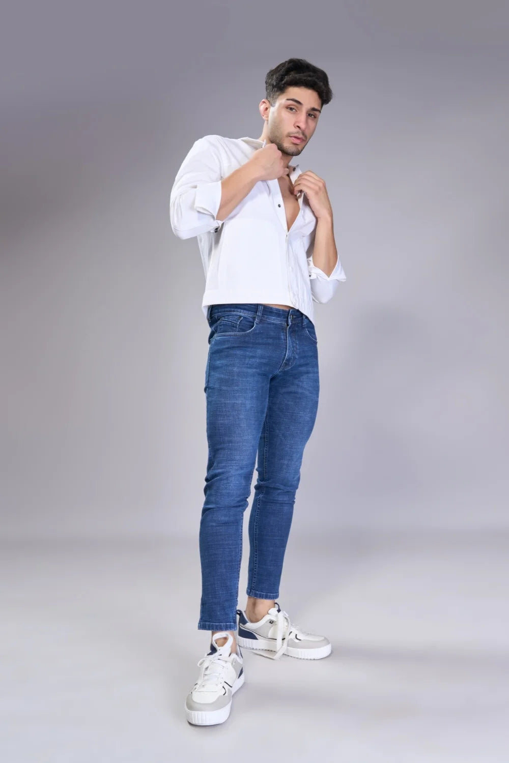 Outfit suggestion showing school-ready combination with sneakers
