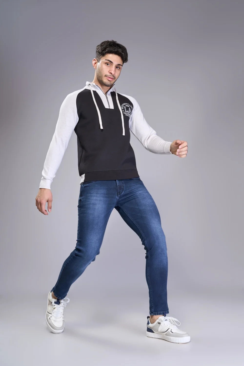 Side profile of ankle length jeans for boys in Oxford Blue
