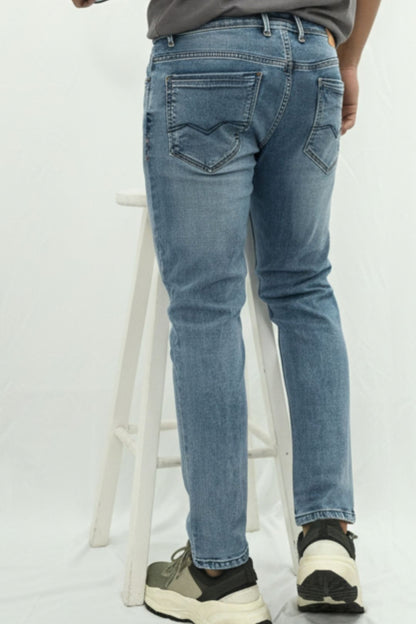 Men's Washed Light Blue Jeans Ankle Fit