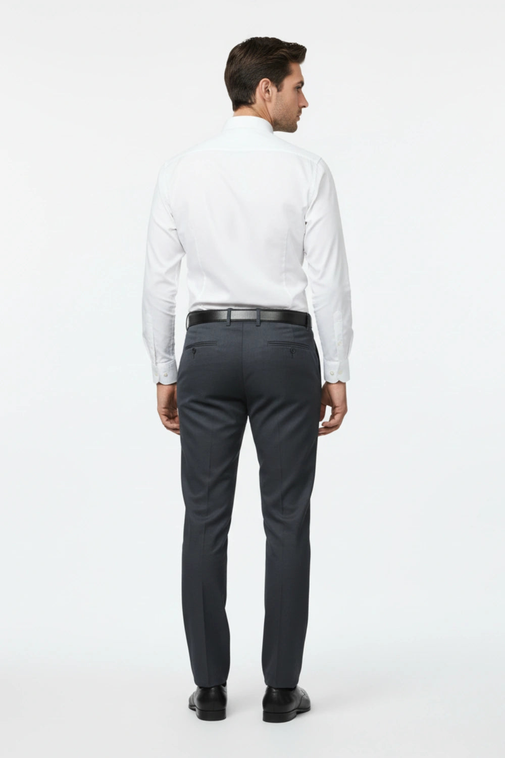 Detailed rear view of the cotton pants and stitching on men's cotton pants