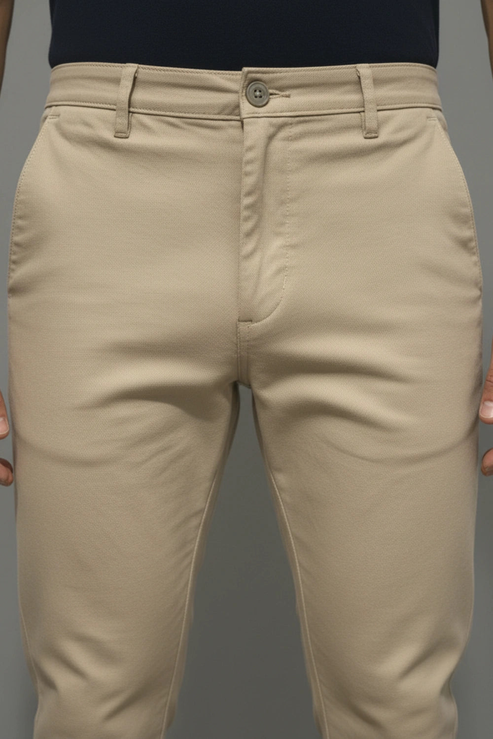 Close-up shot of the soft beige-colored cotton twill material