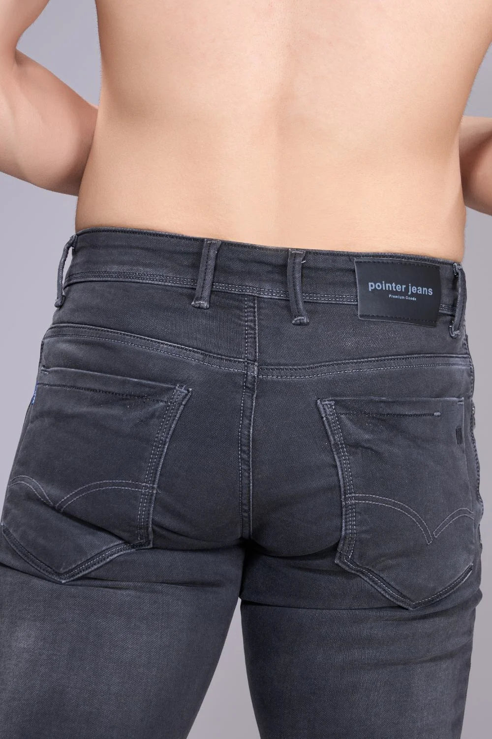 Back view of men’s classic black regular fit jeans
