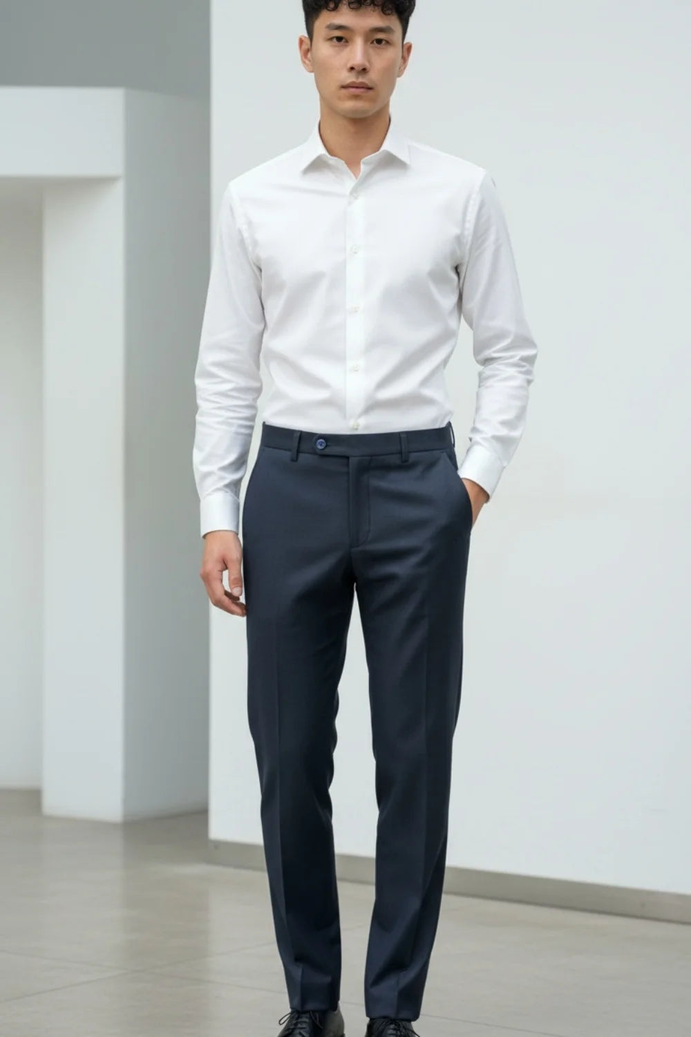 Blue formal pants essential tailoring for office wear
