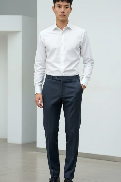 Blue formal pants essential tailoring for office wear
