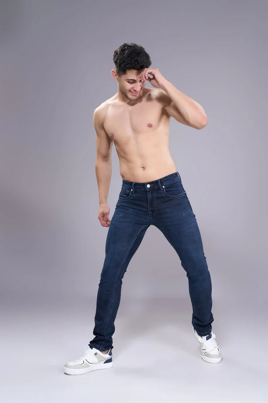 Classic regular fit jeans for men showcasing soft and durable denim
