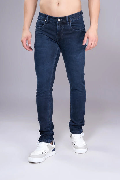 Detail shot highlighting the comfort and stitching of regular fit jeans for men
