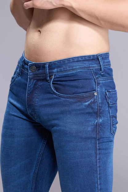 Men’s comfortable regular fit jeans with stretch denim – side pose
