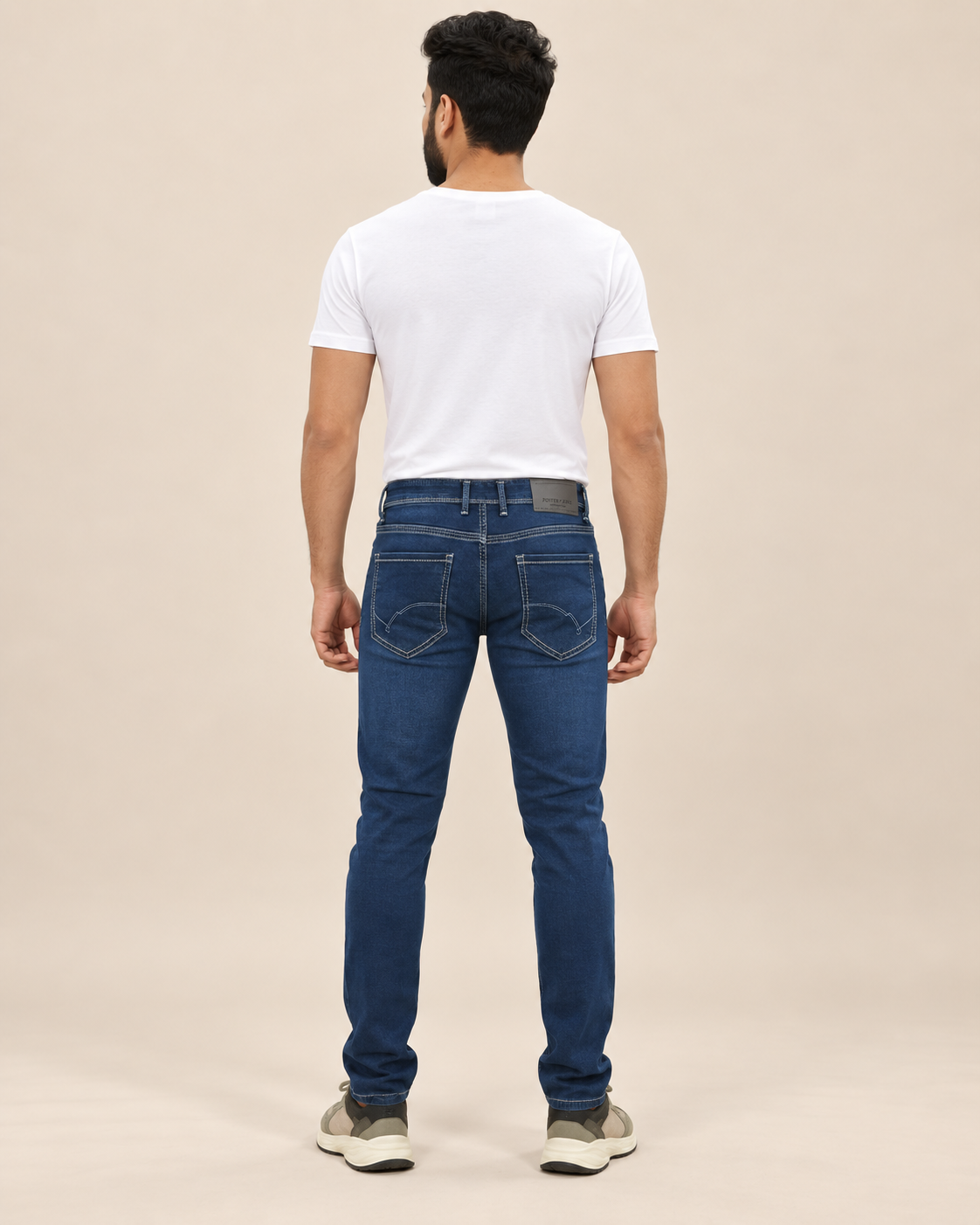 Dark Blue Slim Fit Jeans for Men – back view