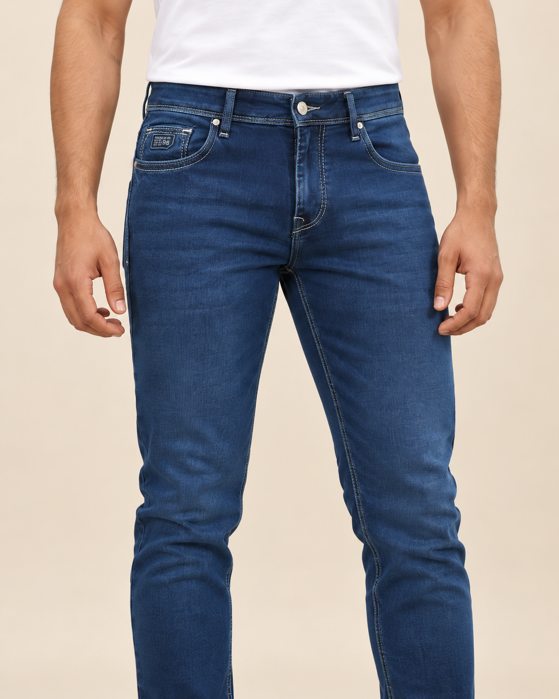 Dark Blue Slim Fit Jeans for Men – denim and pocket detail