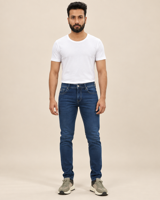 Dark Blue Slim Fit Jeans for Men – front view