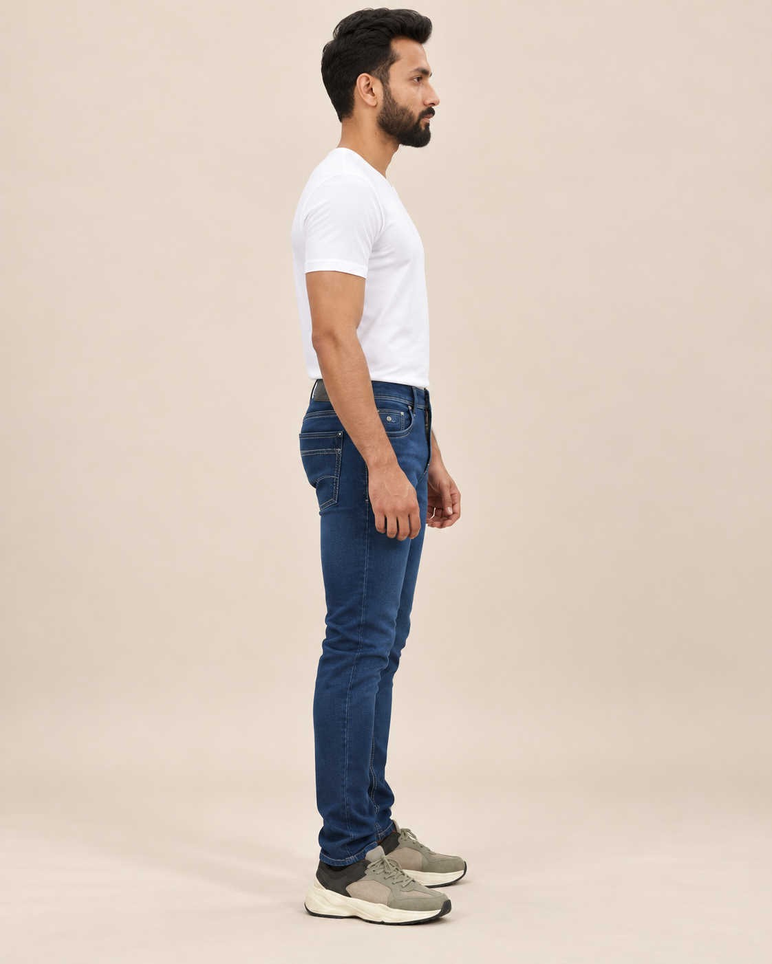 Dark Blue Slim Fit Jeans for Men – side view