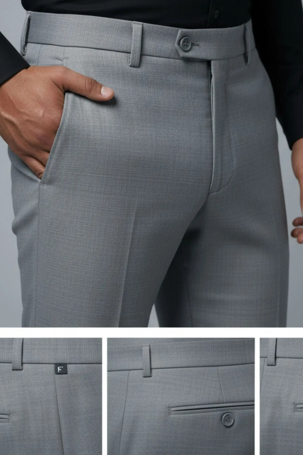 Grey Formal Pants for Men With Dark Texture