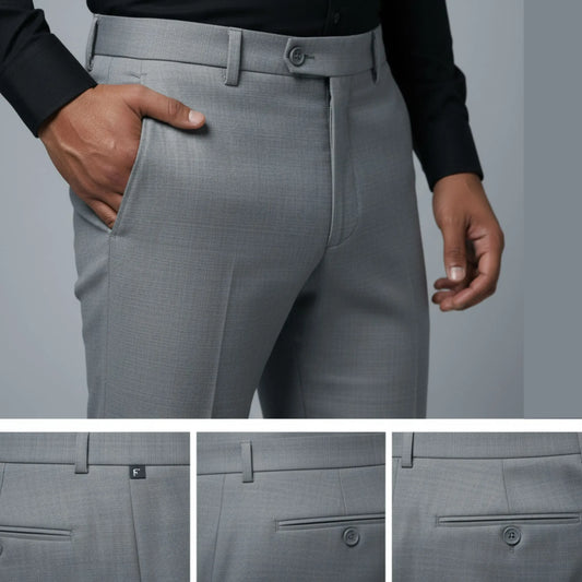 Grey Formal Pants for Men With Dark Texture