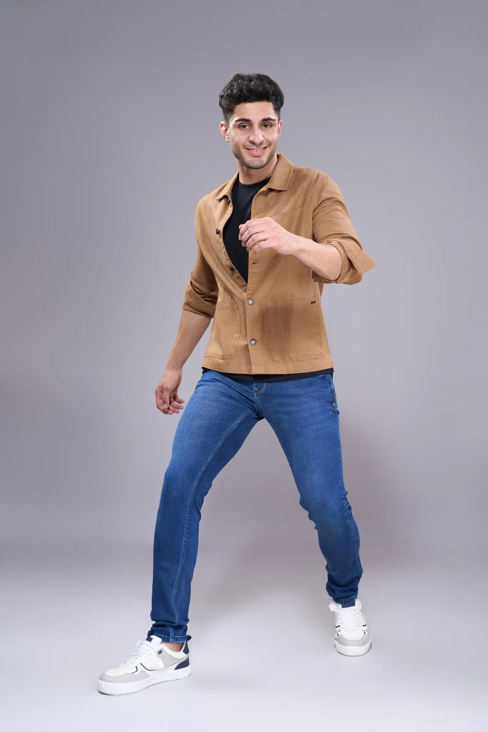 Modern casual look featuring men’s dark blue regular fit jeans by Pointer