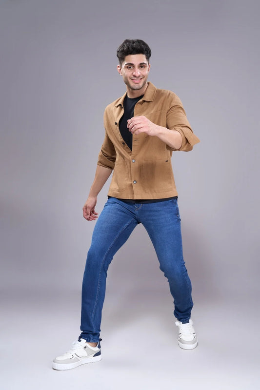 Modern casual look featuring men’s dark blue regular fit jeans by Pointer
