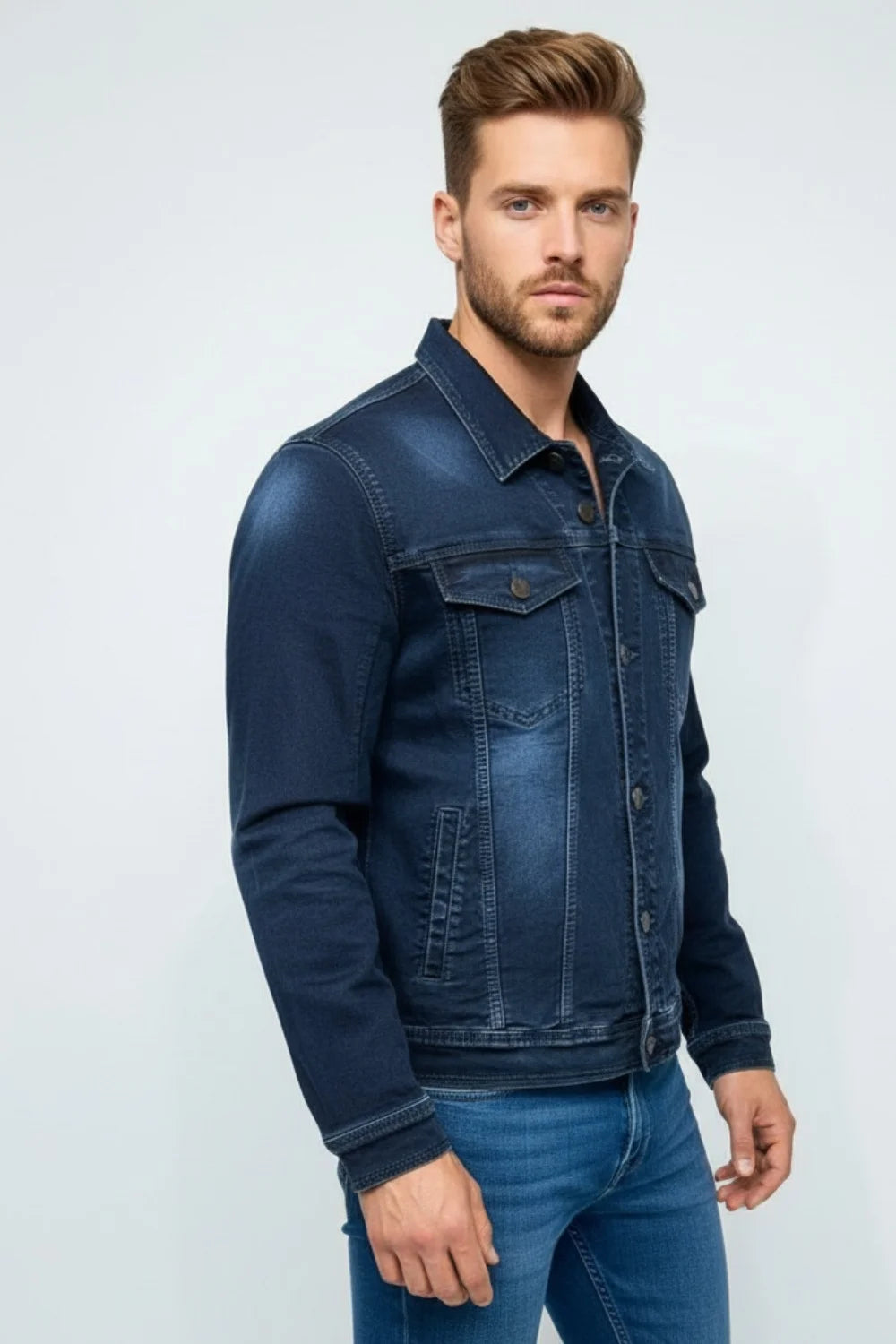 Deep blue denim style for men

