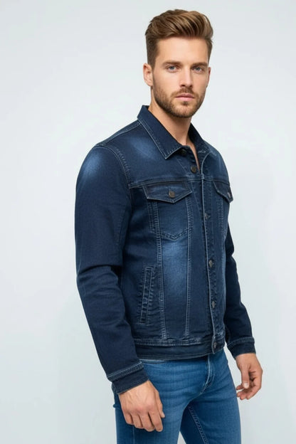 Deep blue denim style for men
