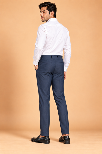 Deep navy slim fit formal pants for men 4292-E – rear view