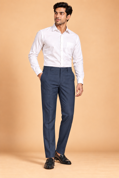 Deep navy slim fit formal pants for men 4292-E – front model view