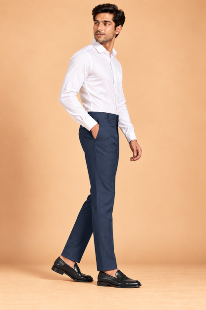 Deep navy slim fit formal pants for men 4292-E – side view