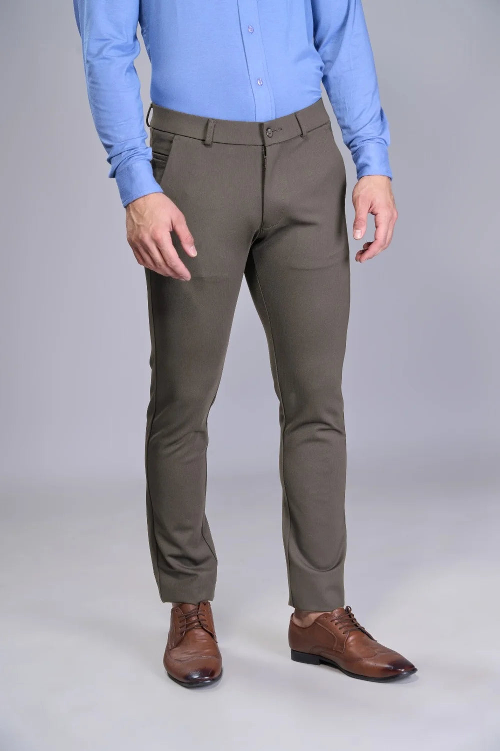 Neutral beige mobility trousers crafted for everyday versatility
