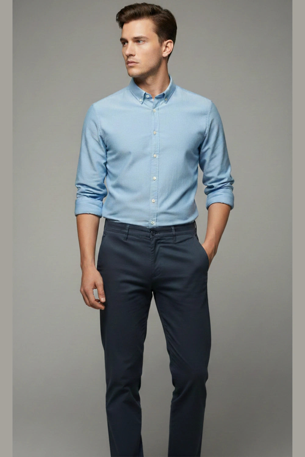 Complete Image of the durable side-seam stitching on the men's cotton pant