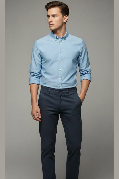 Complete Image of the durable side-seam stitching on the men's cotton pant