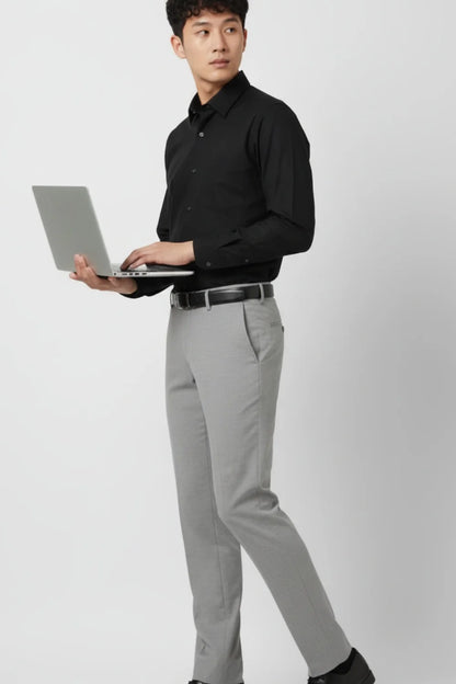 Premium grey formal pants for men with tailored fit
