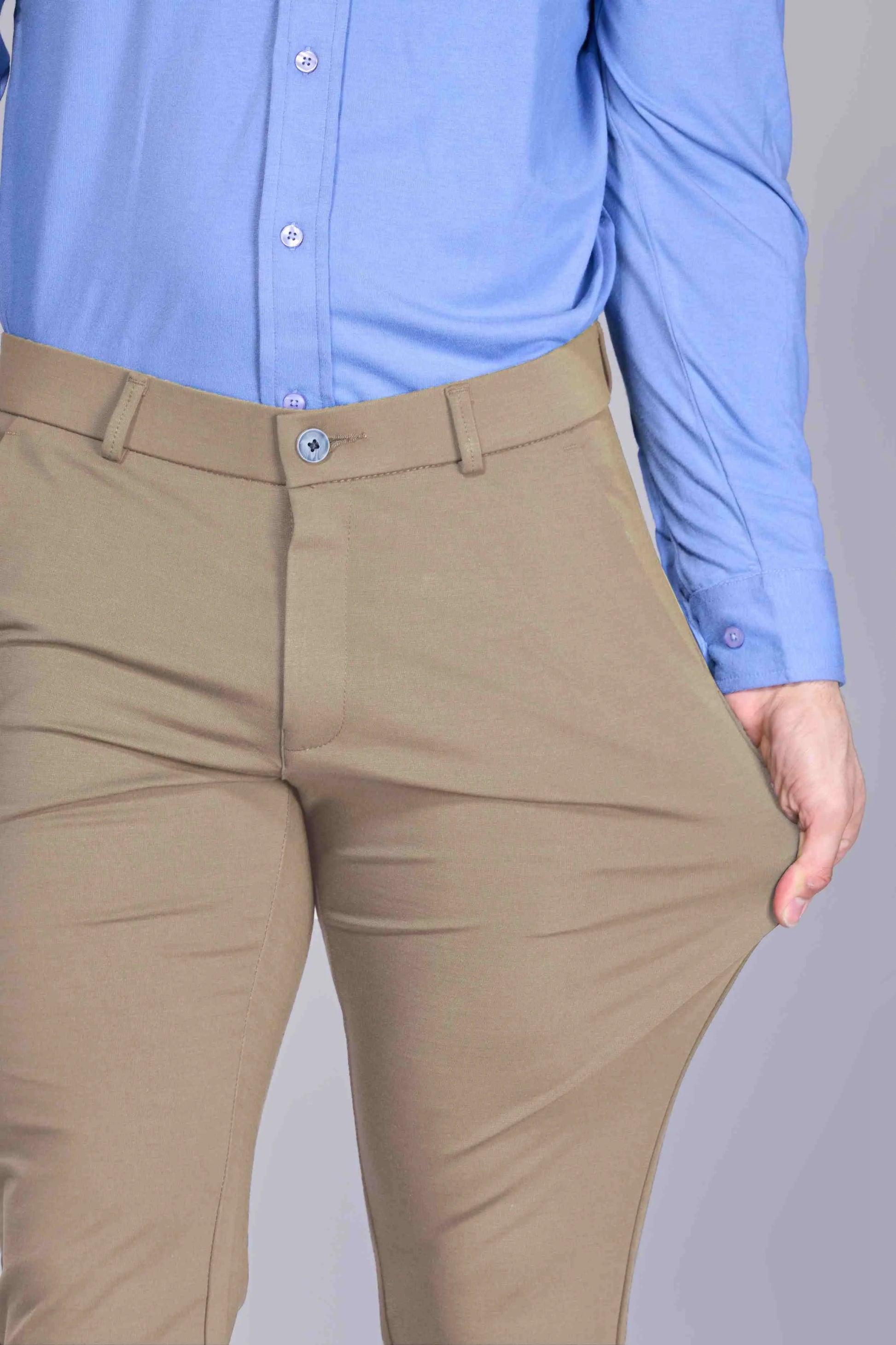 Khaki stretch pants for men designed for everyday comfort