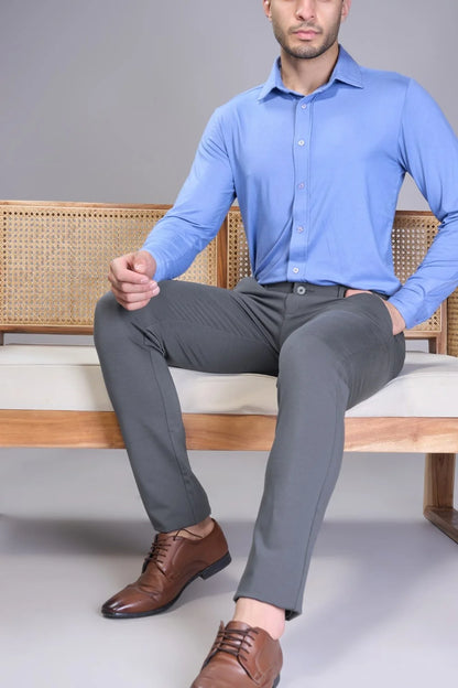 Light Grey stretch pants for men with four-way mobility
