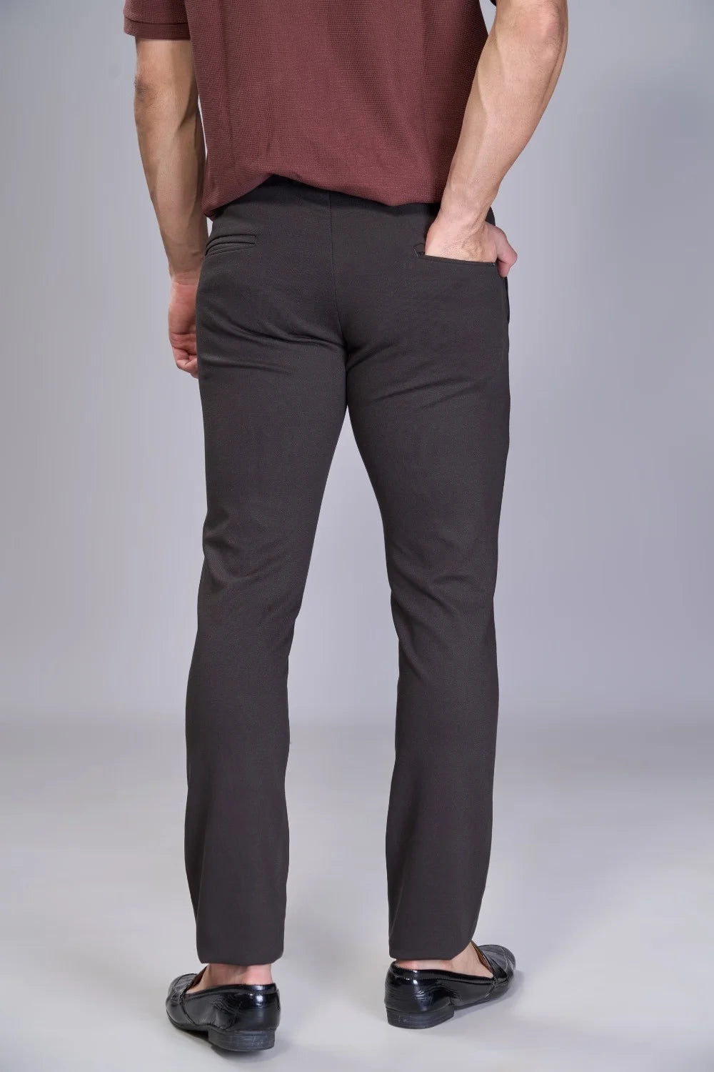 Low-crease brown work pants crafted to stay sharp between washes

