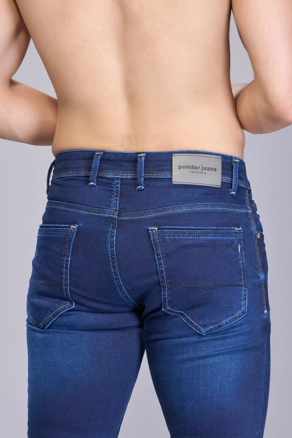 Back view of men’s regular fit stretchable jeans