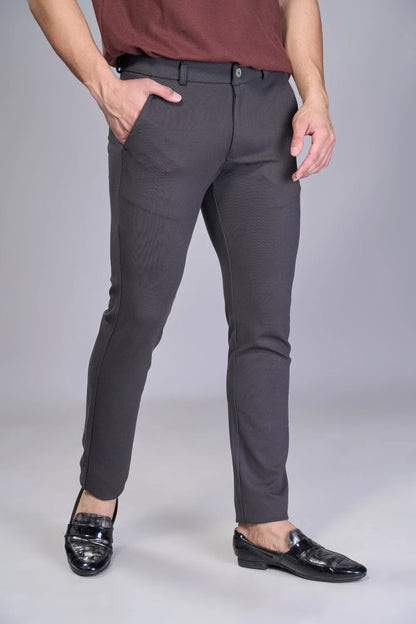 Men’s Storm Grey stretch trousers in a tailored modern fit
