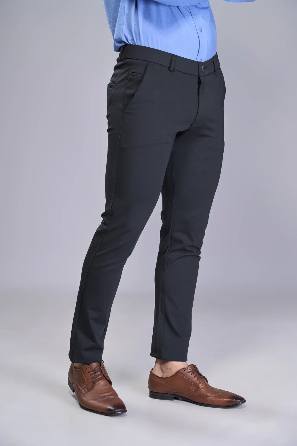 Mobility-focused black trousers built for comfort and durability
