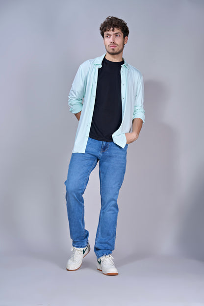 Men's Ocean Dust Blue Straight Fit Jeans