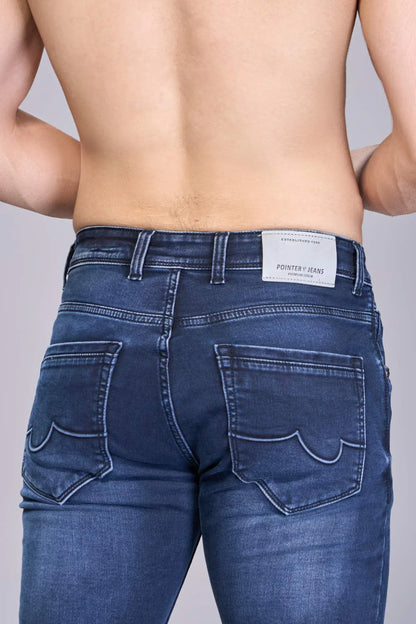 Back view of boys Oxford Blue ankle length jeans
