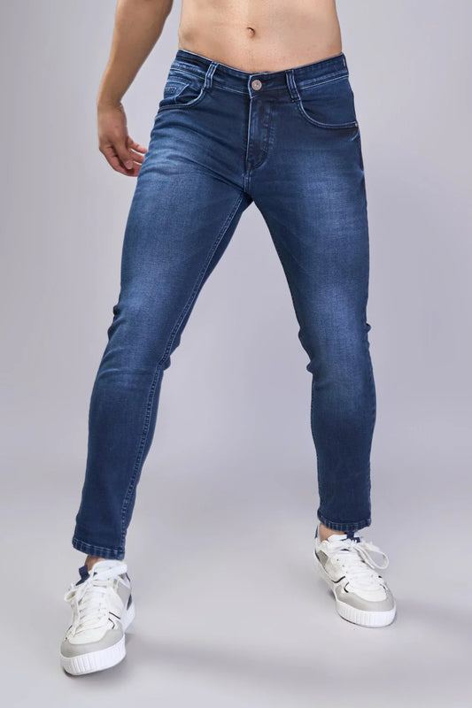 Front view of Oxford Blue ankle length jeans for boys
