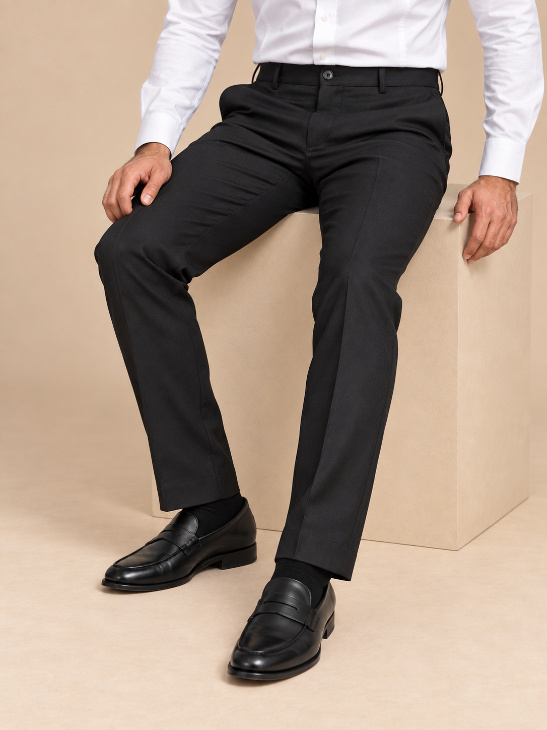 Black formal pants 4462-D – seated view