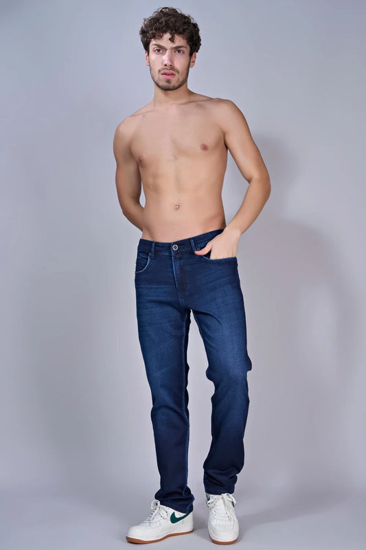 Front view of men’s dark blue colour jeans by Pointer Jeans
