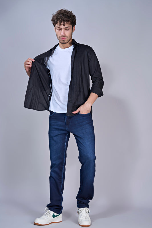 Men's Iron Indigo Blue Straight Fit Jeans