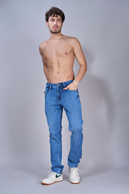 Men's Ocean Dust Blue Straight Fit Jeans