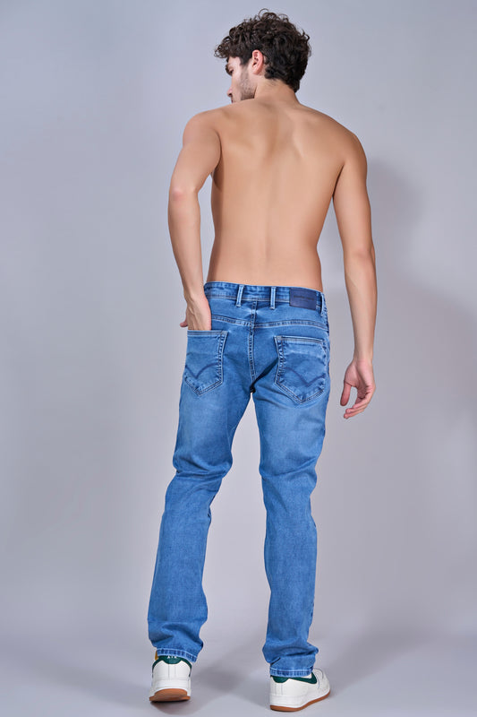 Men's Ocean Dust Blue Straight Fit Jeans