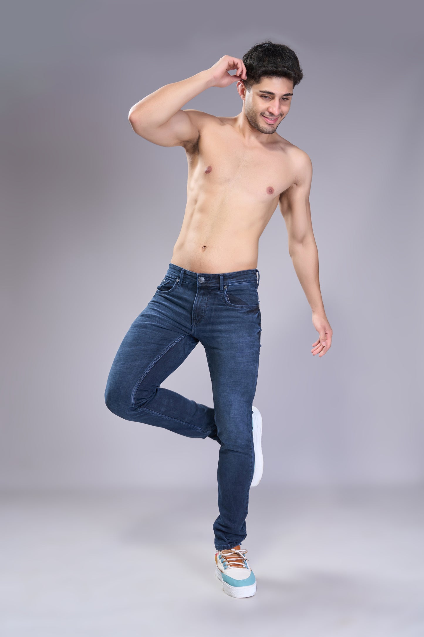 Men's Vintage Blue Classic Regular Fit Jeans