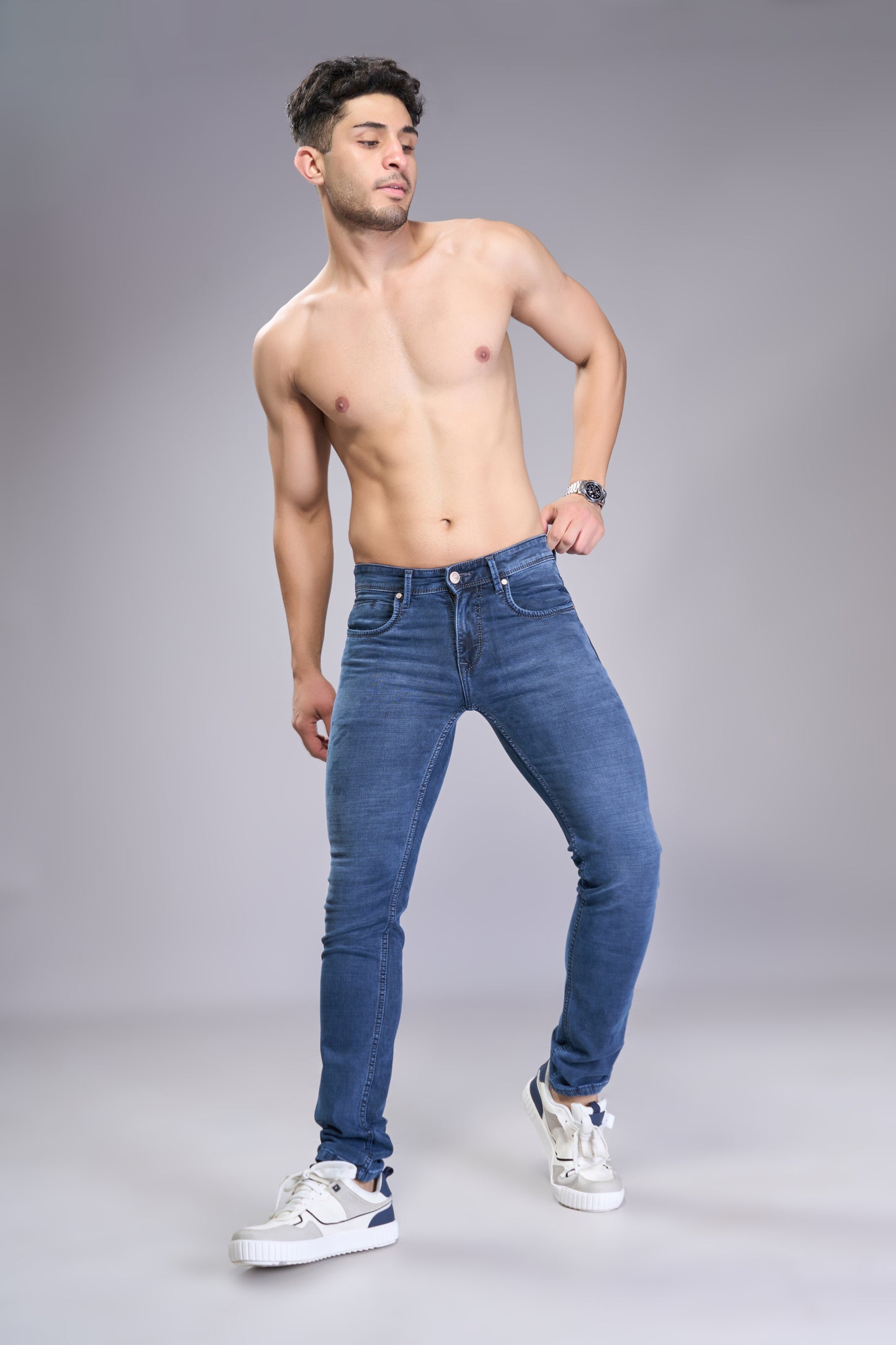 Men's Retro Blue Classic Regular Fit Jeans