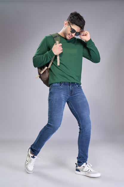 Men's Retro Blue Classic Regular Fit Jeans