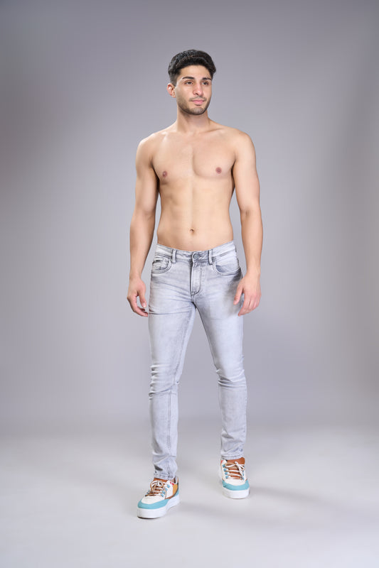 Men's Grey Classic Regular Fit Jeans