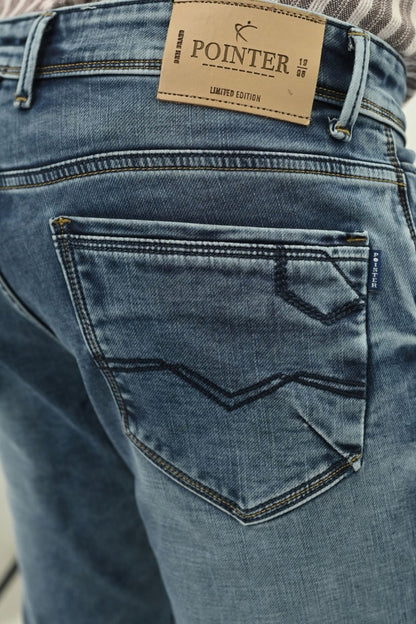 Men's Washed Light Blue Jeans Ankle Fit